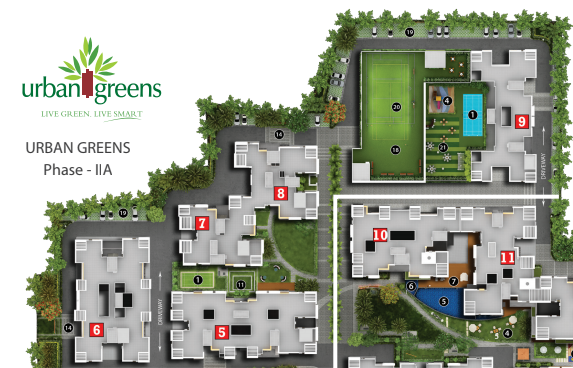 966 sq ft 2 BHK Floor Plan Image - Unimark Group Srijan Heritage Enclave  Available for sale 