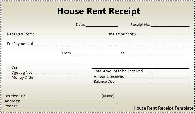 house paid rent receipt paid 2018